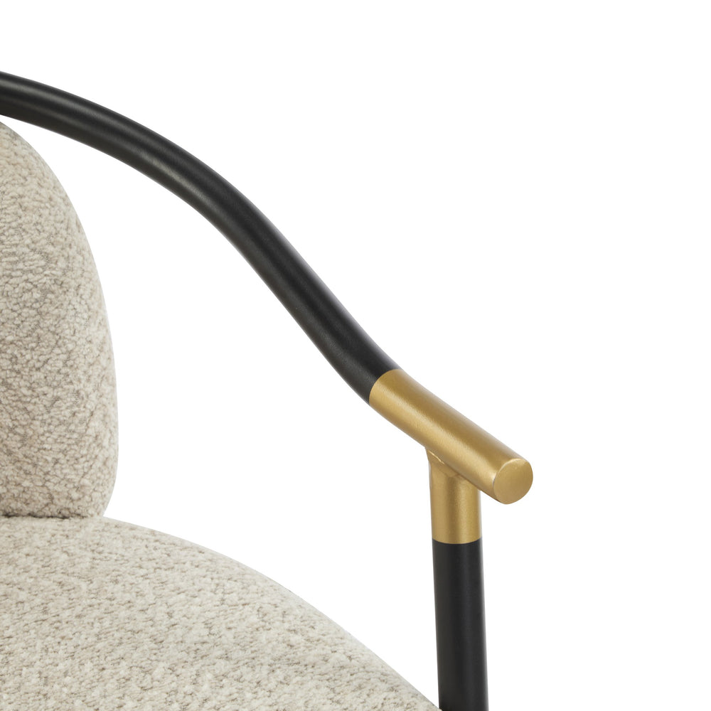 English Elm Christopher Knight Home® - 26" Upholstered Counter Stool Set of 2 with Bouclé Fabric and Iron Frame, Contemporary Comfort and Style Almond,Black+Gold N771P288863V