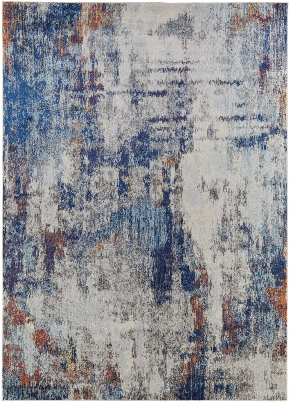 HomeRoots 7' Elegant Ivory and Blue Abstract Area Rug - Durable, Stain-Resistant Design for Modern Spaces 10' X 14' 513508