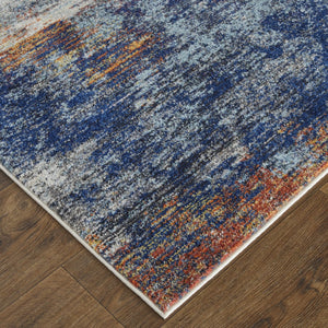 HomeRoots 7' Elegant Ivory and Blue Abstract Area Rug - Durable, Stain-Resistant Design for Modern Spaces 10' X 14' 513508