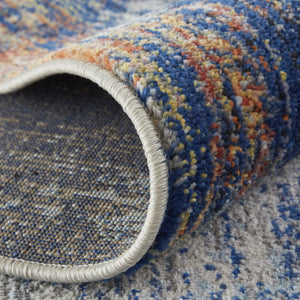 HomeRoots 7' Elegant Ivory and Blue Abstract Area Rug - Durable, Stain-Resistant Design for Modern Spaces 10' X 14' 513508