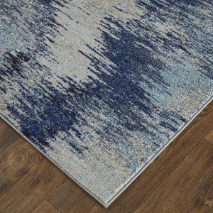 HomeRoots 10' Blue and Ivory Abstract Area Rug - Durable, Stain Resistant Power Loom Design for Stylish Spaces 10' X 14' 513519