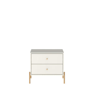 Manhattan Comfort Jasper Nightstand With Glamorous Gold Steel Legs For Modern Chic Bedroom And Living Room Decor Off White Mdf 51353