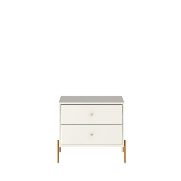 Manhattan Comfort Jasper Nightstand With Glamorous Gold Steel Legs For Modern Chic Bedroom And Living Room Decor Off White Mdf 51353