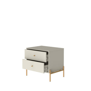 Manhattan Comfort Jasper Nightstand With Glamorous Gold Steel Legs For Modern Chic Bedroom And Living Room Decor Off White Mdf 51353