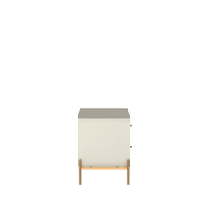 Manhattan Comfort Jasper Nightstand With Glamorous Gold Steel Legs For Modern Chic Bedroom And Living Room Decor Off White Mdf 51353