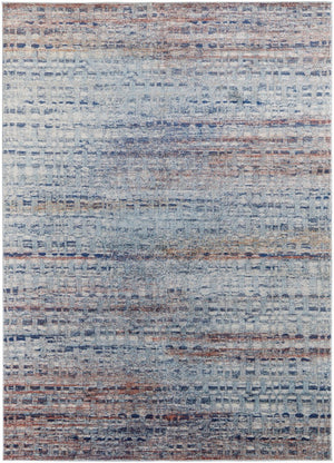 HomeRoots 10' Abstract Area Rug in Ivory, Blue, and Orange – Stylish, Stain-Resistant Design for Modern Homes 10' X 14' 513530