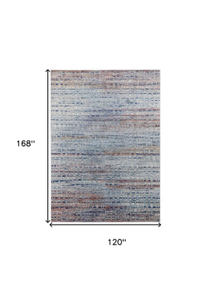 HomeRoots 10' Abstract Area Rug in Ivory, Blue, and Orange – Stylish, Stain-Resistant Design for Modern Homes 10' X 14' 513530