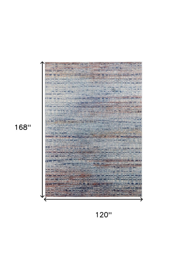 HomeRoots 10' Abstract Area Rug in Ivory, Blue, and Orange – Stylish, Stain-Resistant Design for Modern Homes 10' X 14' 513530