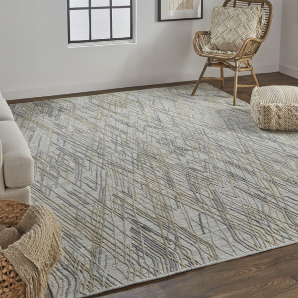 HomeRoots 4' Elevate Your Space with a Hand-Woven Gray and Ivory Abstract Area Rug for Modern Decor Comfort 8' X 10' 513537