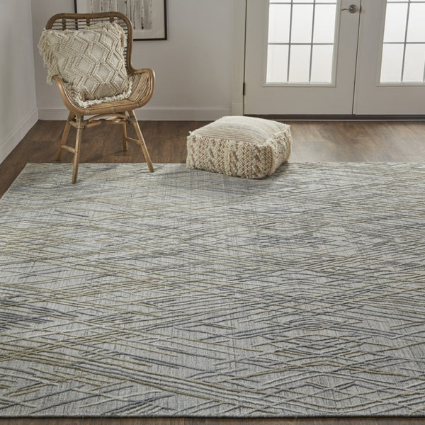 HomeRoots 4' Elevate Your Space with a Hand-Woven Gray and Ivory Abstract Area Rug for Modern Decor Comfort 9' X 12' 513538