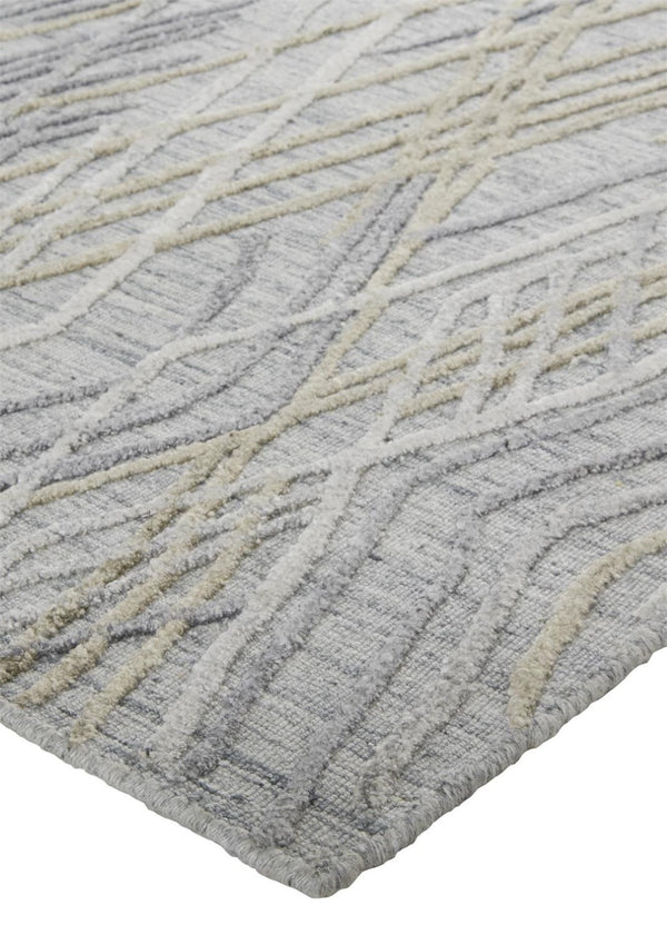 HomeRoots 4' Elevate Your Space with a Hand-Woven Gray and Ivory Abstract Area Rug for Modern Decor Comfort 9' X 12' 513538