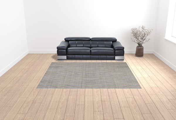 HomeRoots 4' Elevate Your Space with a Hand-Woven Gray and Ivory Abstract Area Rug for Modern Decor Comfort 9' X 12' 513538
