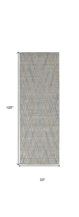HomeRoots 4' Elevate Your Space with a Hand-Woven Gray and Ivory Abstract Area Rug for Modern Decor Comfort 10' Runner 513540