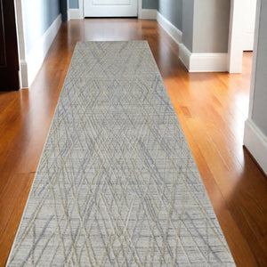 HomeRoots 4' Elevate Your Space with a Hand-Woven Gray and Ivory Abstract Area Rug for Modern Decor Comfort 10' Runner 513540