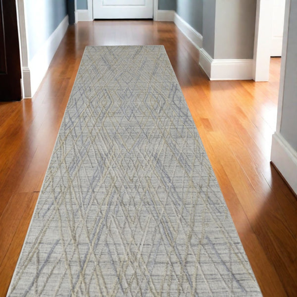 HomeRoots 4' Elevate Your Space with a Hand-Woven Gray and Ivory Abstract Area Rug for Modern Decor Comfort 10' Runner 513540
