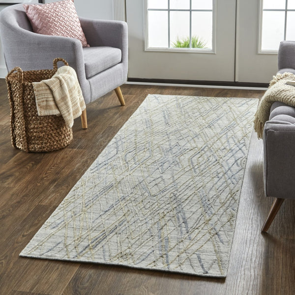 HomeRoots 4' Elevate Your Space with a Hand-Woven Gray and Ivory Abstract Area Rug for Modern Decor Comfort 8' Runner 513541