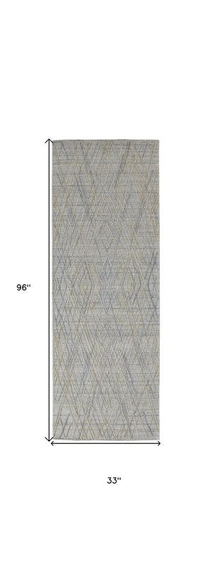 HomeRoots 4' Elevate Your Space with a Hand-Woven Gray and Ivory Abstract Area Rug for Modern Decor Comfort 8' Runner 513541