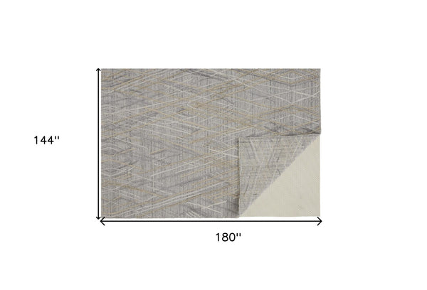 HomeRoots 4' Elevate Your Space with a Hand-Woven Gray and Ivory Abstract Area Rug for Modern Decor Comfort 12' X 15' 513542