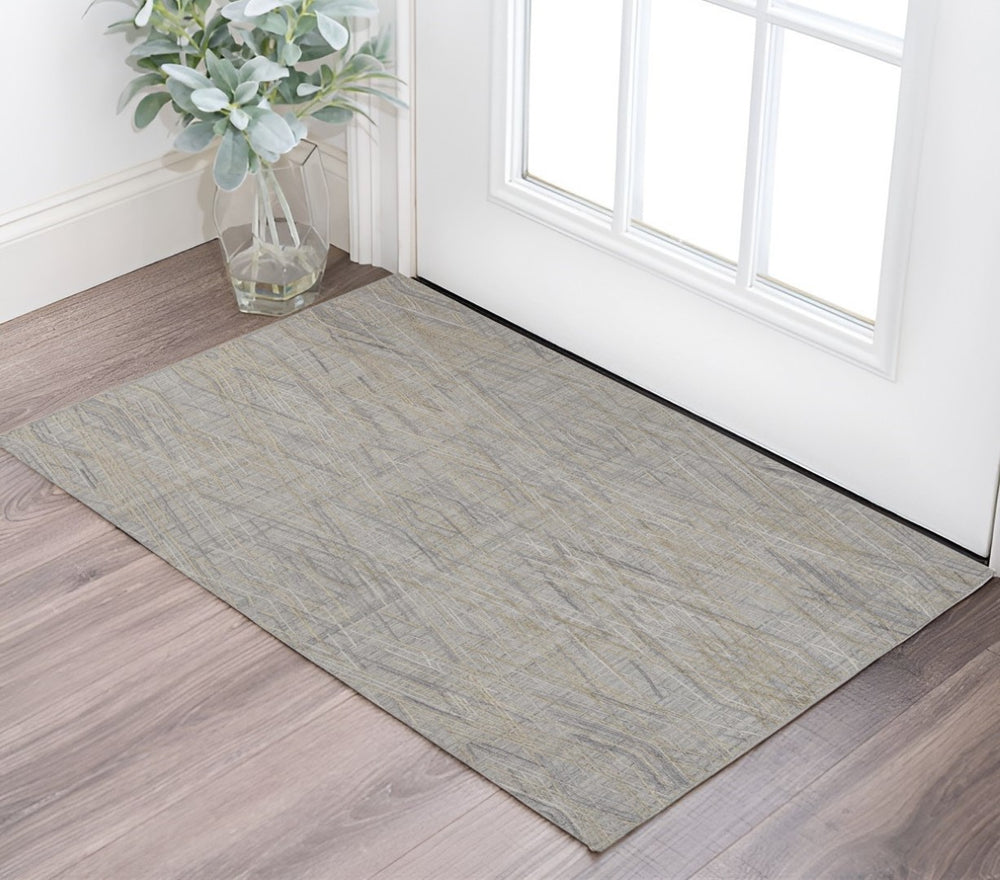 HomeRoots 4' Elevate Your Space with a Hand-Woven Gray and Ivory Abstract Area Rug for Modern Decor Comfort 2' X 3' 513543