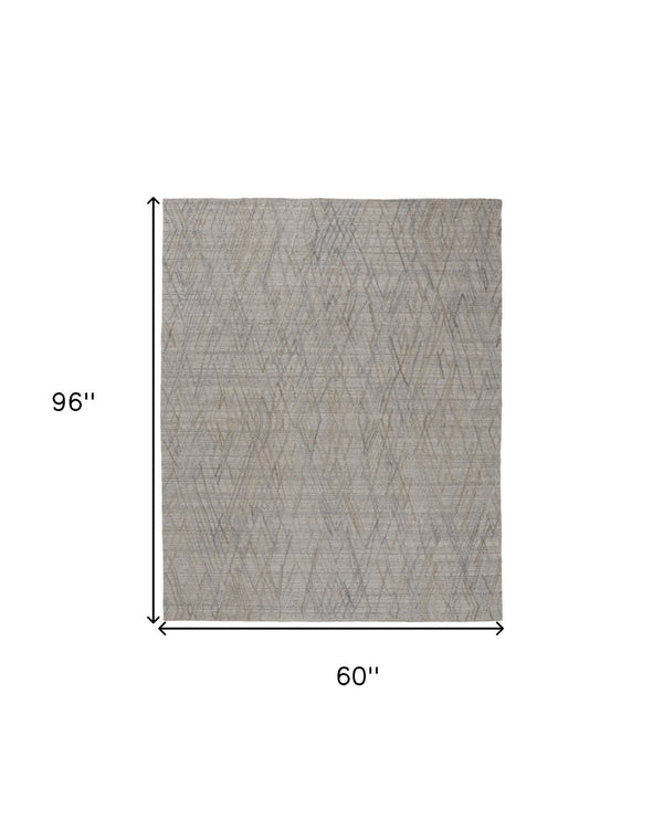 HomeRoots 4' Elevate Your Space with a Hand-Woven Gray and Ivory Abstract Area Rug for Modern Decor Comfort 5' X 8' 513545