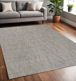 HomeRoots 4' Elevate Your Space with a Hand-Woven Gray and Ivory Abstract Area Rug for Modern Decor Comfort 5' X 8' 513545