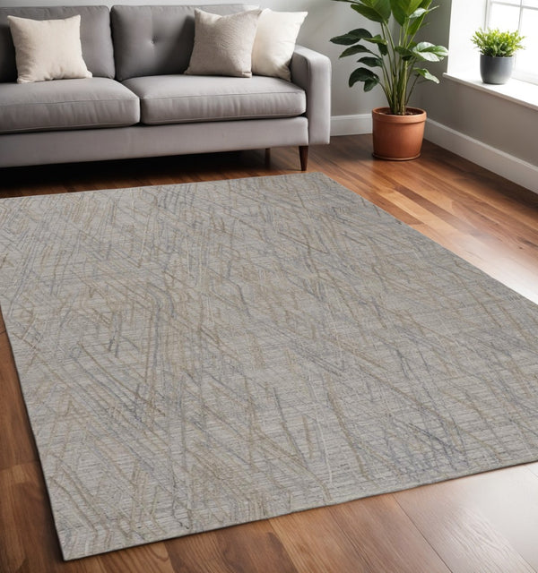 HomeRoots 4' Elevate Your Space with a Hand-Woven Gray and Ivory Abstract Area Rug for Modern Decor Comfort 5' X 8' 513545