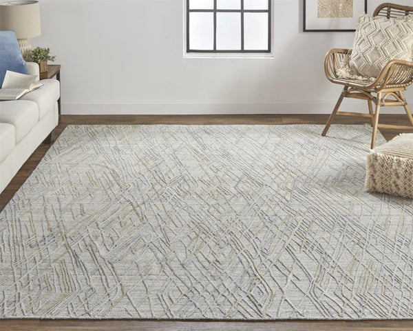 HomeRoots 4' Elevate Your Space with a Hand-Woven Gray and Ivory Abstract Area Rug for Modern Decor Comfort 8' X 10' 513546