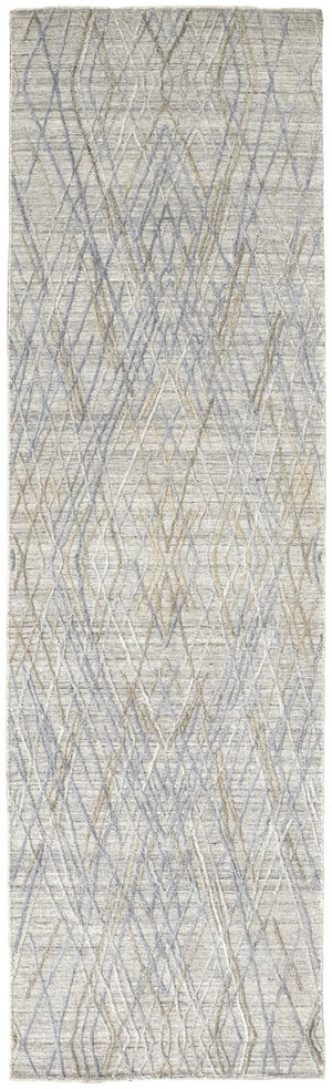 HomeRoots 4' Elevate Your Space with a Hand-Woven Gray and Ivory Abstract Area Rug for Modern Decor Comfort 10' Runner 513549