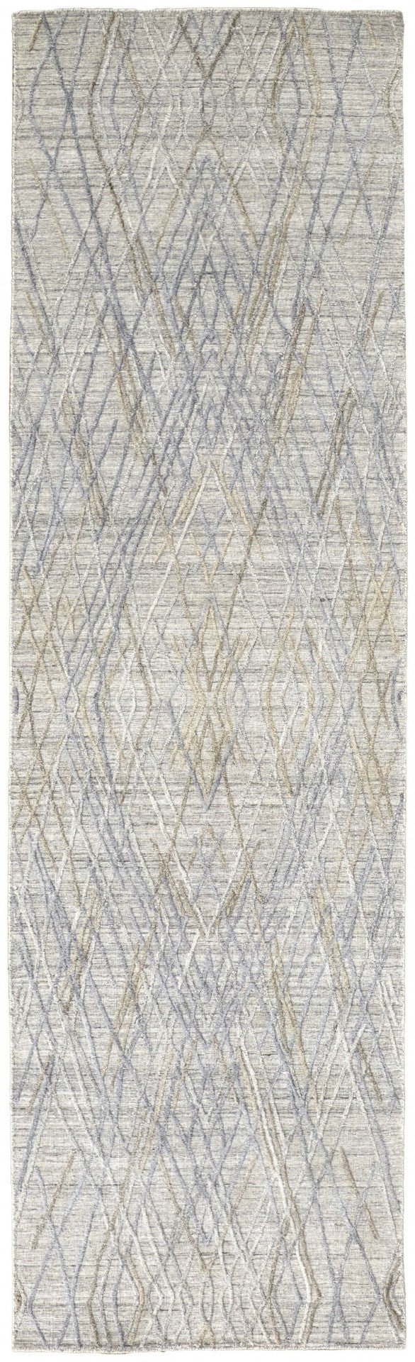 HomeRoots 4' Elevate Your Space with a Hand-Woven Gray and Ivory Abstract Area Rug for Modern Decor Comfort 10' Runner 513549