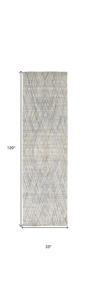 HomeRoots 4' Elevate Your Space with a Hand-Woven Gray and Ivory Abstract Area Rug for Modern Decor Comfort 10' Runner 513549