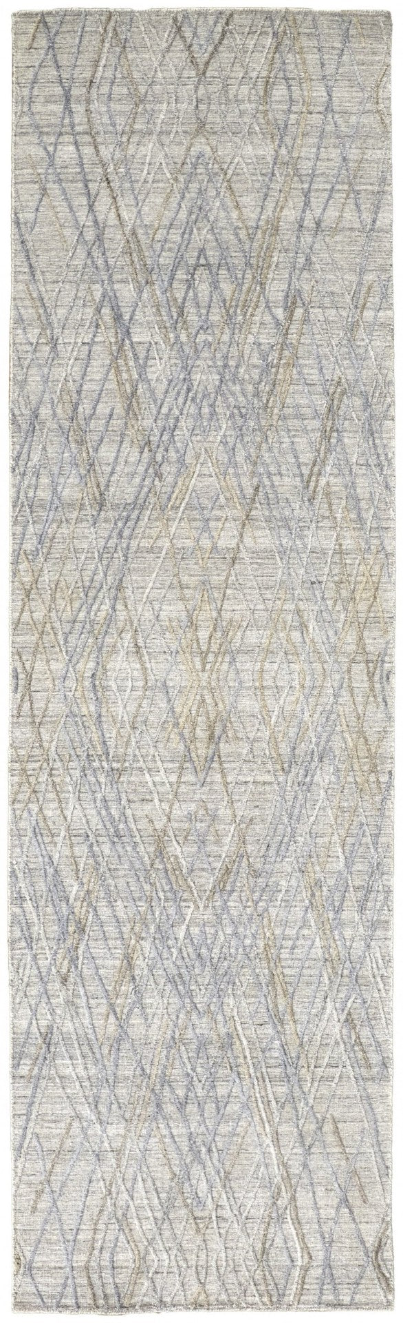 HomeRoots 4' Elevate Your Space with a Hand-Woven Gray and Ivory Abstract Area Rug for Modern Decor Comfort 8' Runner 513550