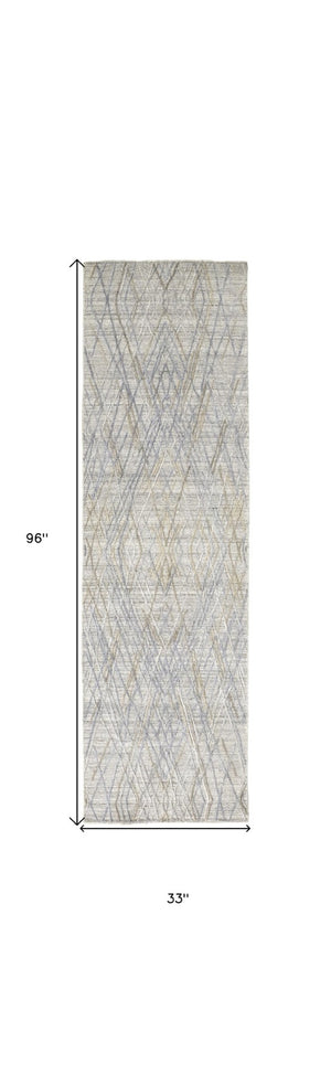 HomeRoots 4' Elevate Your Space with a Hand-Woven Gray and Ivory Abstract Area Rug for Modern Decor Comfort 8' Runner 513550