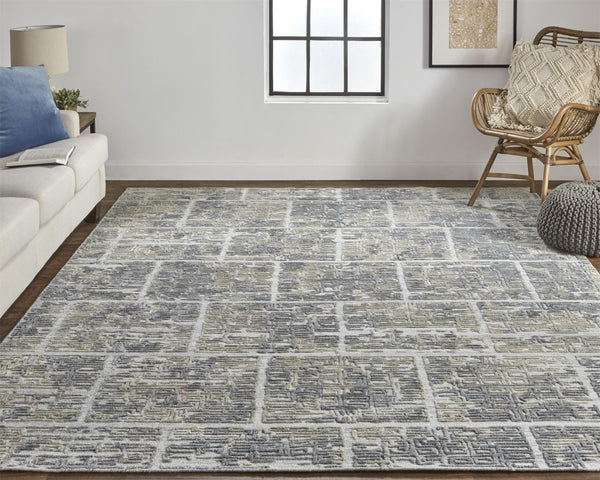 HomeRoots 4' Hand Woven Gray and Ivory Abstract Area Rug – Contemporary Style for Modern Home Décor 9' X 12' 513556
