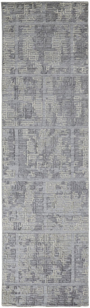 HomeRoots 4' Hand Woven Gray and Ivory Abstract Area Rug – Contemporary Style for Modern Home Décor 8' Runner 513559