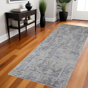 HomeRoots 4' Hand Woven Gray and Ivory Abstract Area Rug – Contemporary Style for Modern Home Décor 8' Runner 513559
