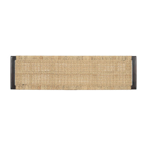 English Elm Farmhouse Solid Wood Rattan Bench – 59" Indoor & Covered Outdoor Seating, Moisture-Resistant Finish, Seats 3 Walnut N842P271335D