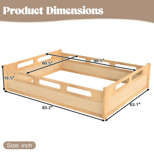 English Elm Queen Low Profile Floor Bed Pine Wood Frame Japandi Minimalist Bedroom Design Natural W1580P438796