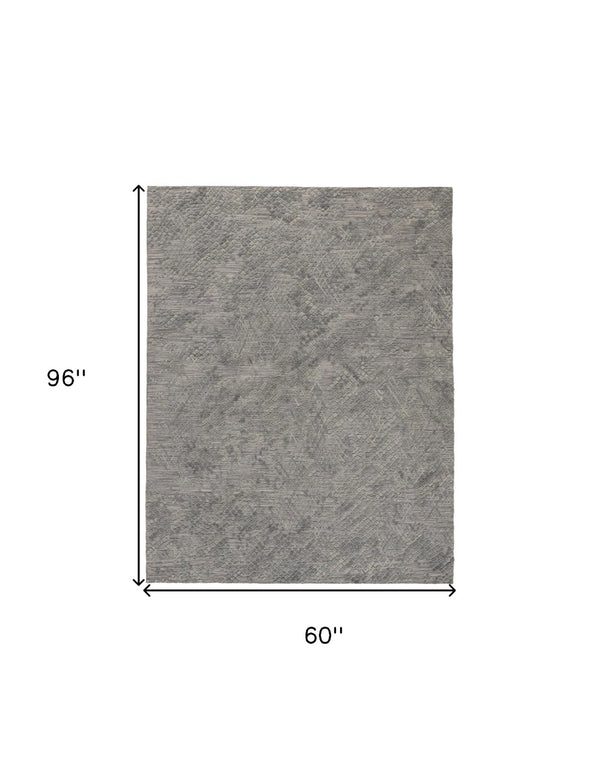 HomeRoots 5' Gray Abstract Hand-Woven Area Rug - Unique Artisan Craftsmanship for Modern Décor and Comfort 5' X 8' 513563