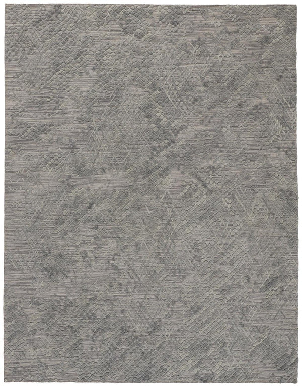HomeRoots 5' Gray Abstract Hand-Woven Area Rug - Unique Artisan Craftsmanship for Modern Décor and Comfort 12' X 15' 513569