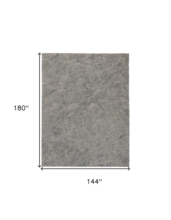 HomeRoots 5' Gray Abstract Hand-Woven Area Rug - Unique Artisan Craftsmanship for Modern Décor and Comfort 12' X 15' 513569
