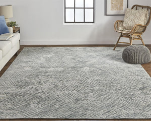 HomeRoots 5' Gray Abstract Hand-Woven Area Rug - Unique Artisan Craftsmanship for Modern Décor and Comfort 12' X 15' 513569