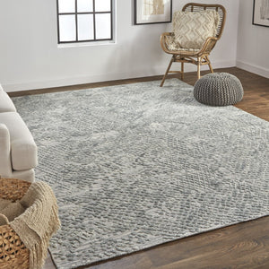 HomeRoots 5' Gray Abstract Hand-Woven Area Rug - Unique Artisan Craftsmanship for Modern Décor and Comfort 12' X 15' 513569