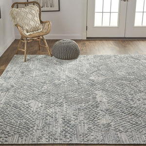 HomeRoots 5' Gray Abstract Hand-Woven Area Rug - Unique Artisan Craftsmanship for Modern Décor and Comfort 12' X 15' 513569