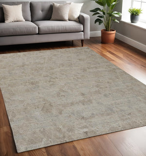 HomeRoots 4' Taupe and Gray Abstract Hand Woven Area Rug - Artisan Crafted for Comfort and Style in Any Room 5' X 8' 513572