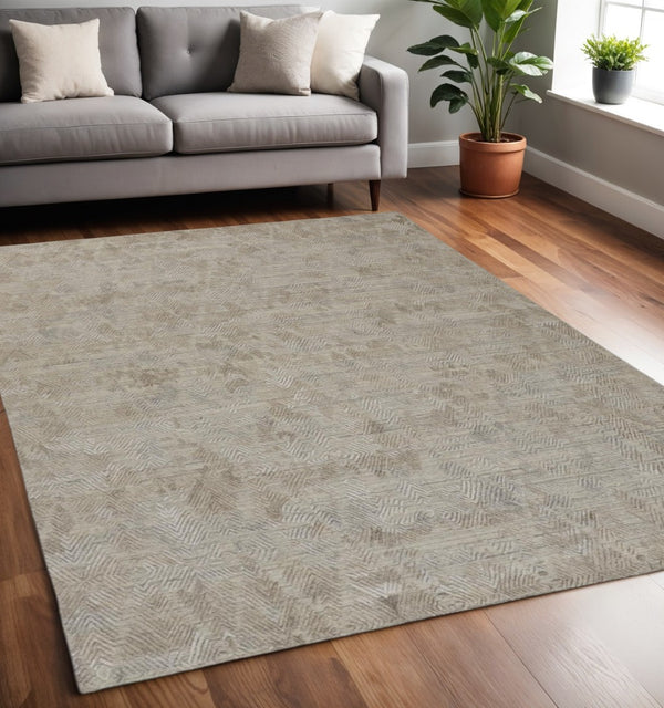 HomeRoots 4' Taupe and Gray Abstract Hand Woven Area Rug - Artisan Crafted for Comfort and Style in Any Room 5' X 8' 513572