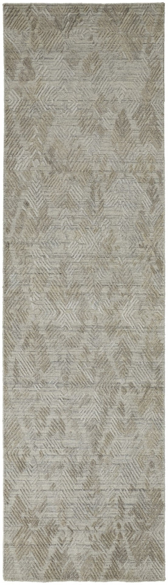 HomeRoots 4' Taupe and Gray Abstract Hand Woven Area Rug - Artisan Crafted for Comfort and Style in Any Room 10' Runner 513576