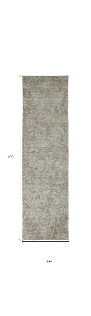 HomeRoots 4' Taupe and Gray Abstract Hand Woven Area Rug - Artisan Crafted for Comfort and Style in Any Room 10' Runner 513576