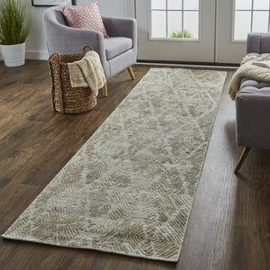 HomeRoots 4' Taupe and Gray Abstract Hand Woven Area Rug - Artisan Crafted for Comfort and Style in Any Room 8' Runner 513577