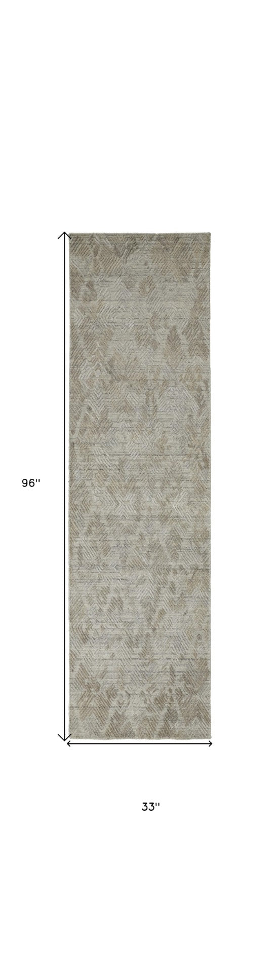 HomeRoots 4' Taupe and Gray Abstract Hand Woven Area Rug - Artisan Crafted for Comfort and Style in Any Room 8' Runner 513577