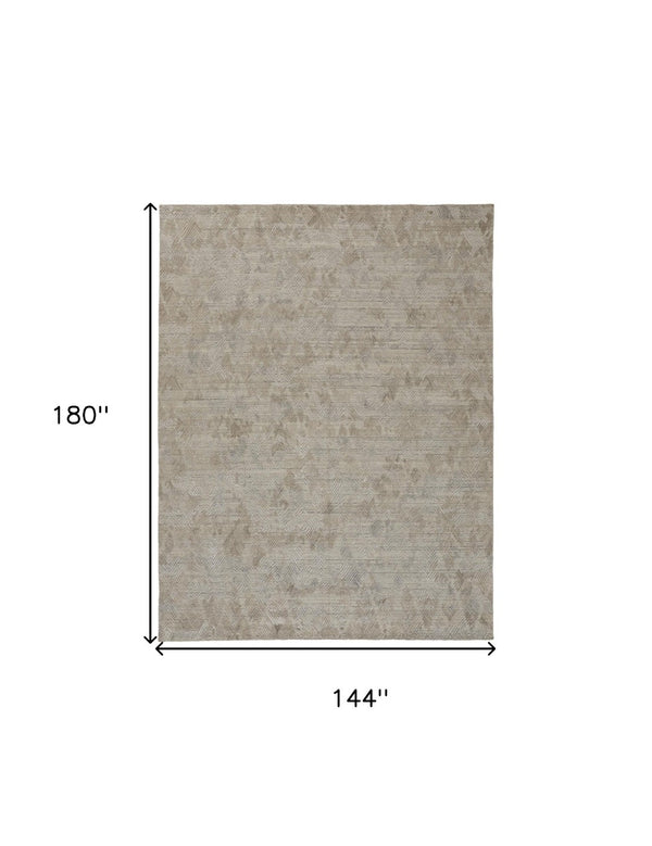 HomeRoots 4' Taupe and Gray Abstract Hand Woven Area Rug - Artisan Crafted for Comfort and Style in Any Room 12' X 15' 513578